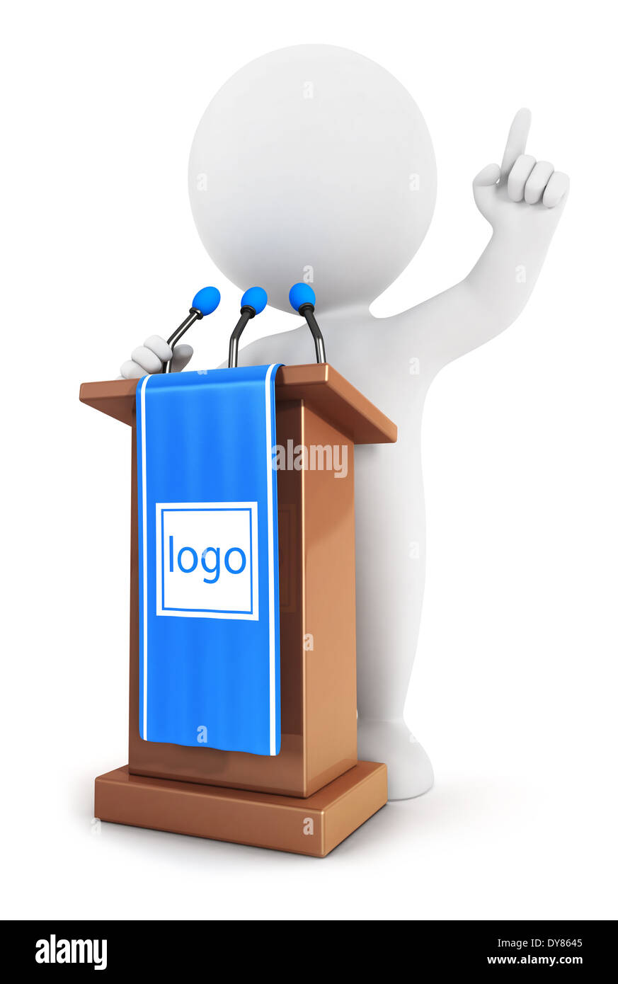 3D weiße Menschen macht eine Rede, isolierten weißen Hintergrund, 3d Bild Stockfoto