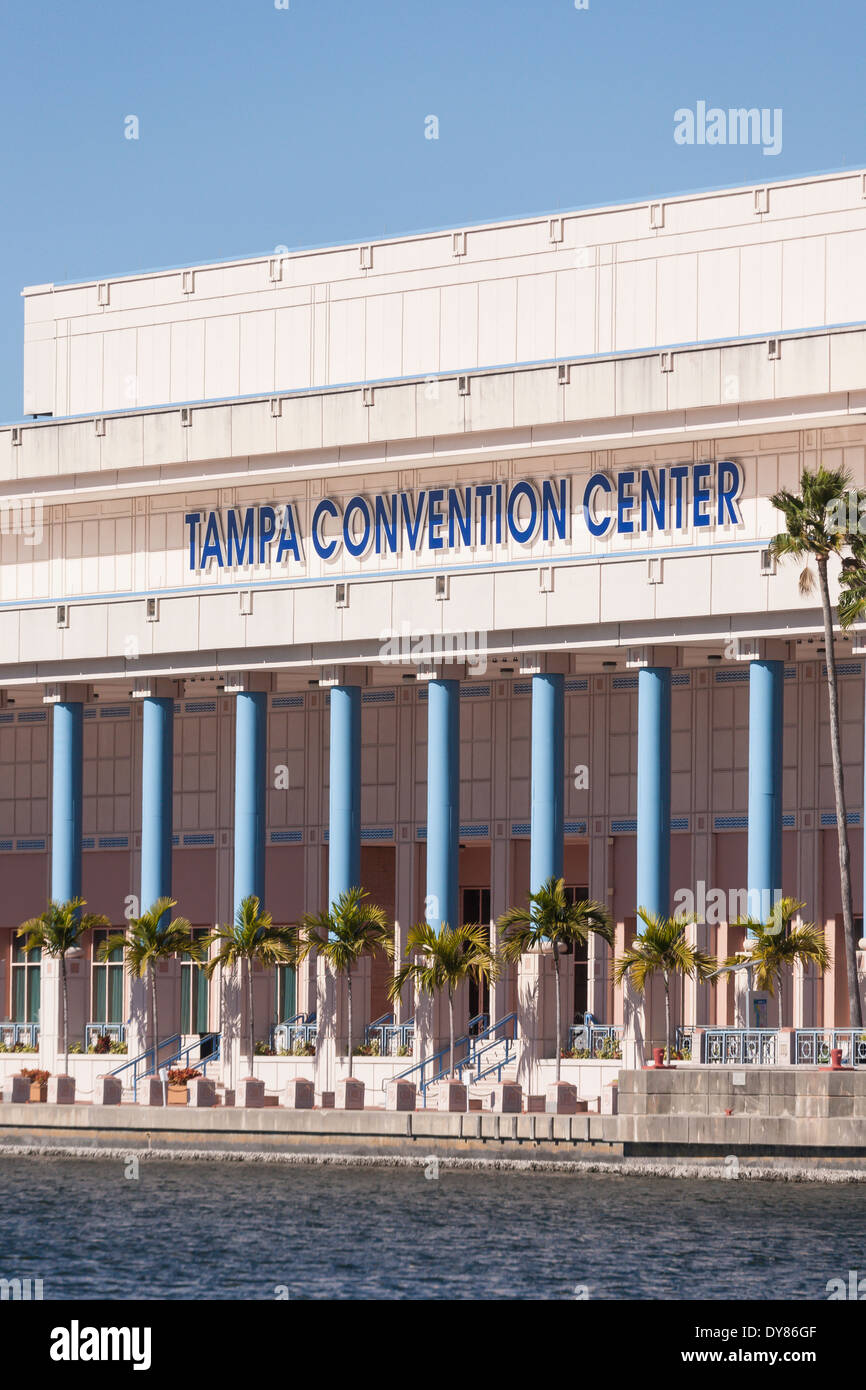 Tampa Convention Center Fassade Schriftzug, Tampa, FL, USA Stockfoto