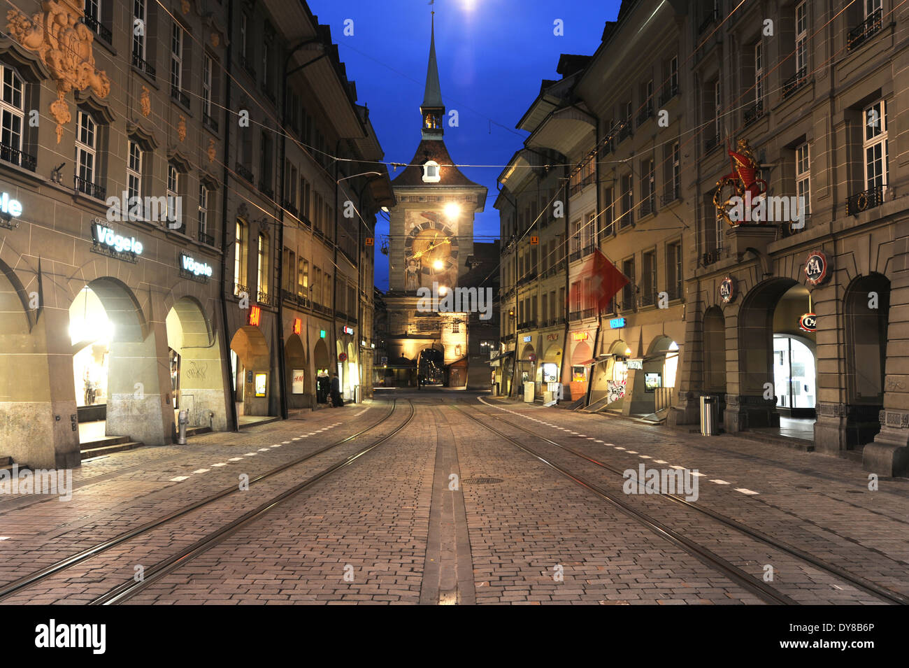 Schweiz, Bern, Zeitglockenturm, clock Tower, Straße, Lane, Bögen, bei ...