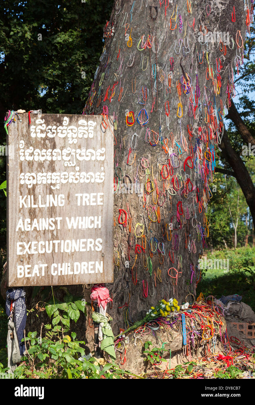 The Killing Tree, innen die Killing Fields (Choeung Ek) Gedenkstätte in Phnom Penh, Kambodscha Stockfoto