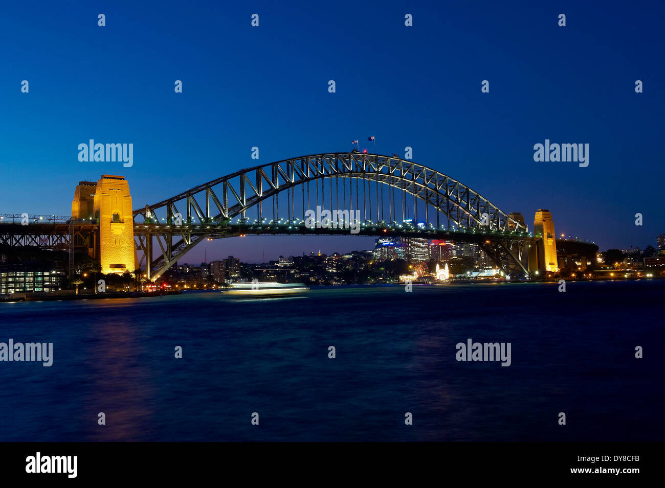 Australien, Harbour bridge, Meer, New-South.Wales, Stimmung, Sydney Bridge bei Nacht Stockfoto