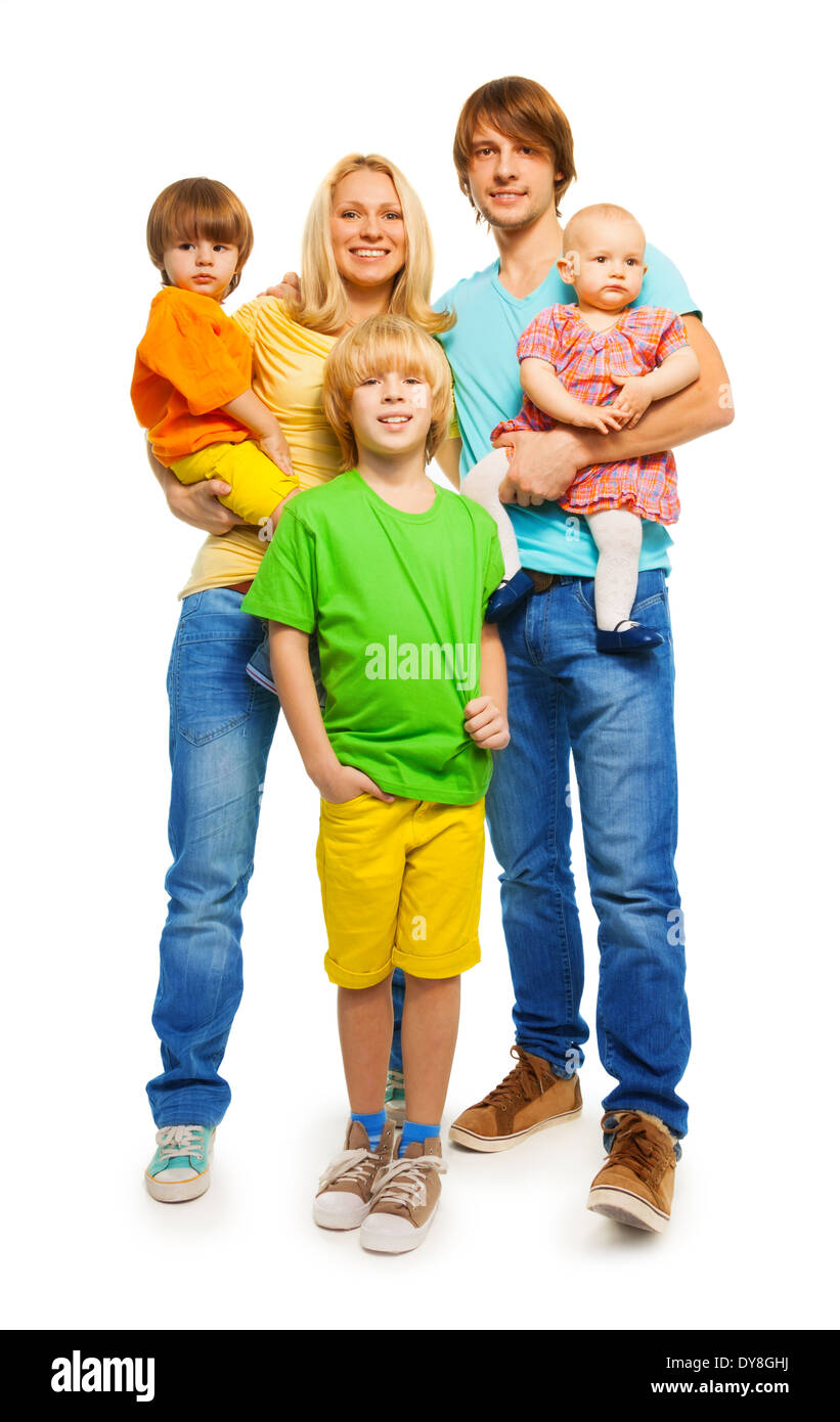 Mama, Papa, jungen und Baby Mädchen Stockfoto