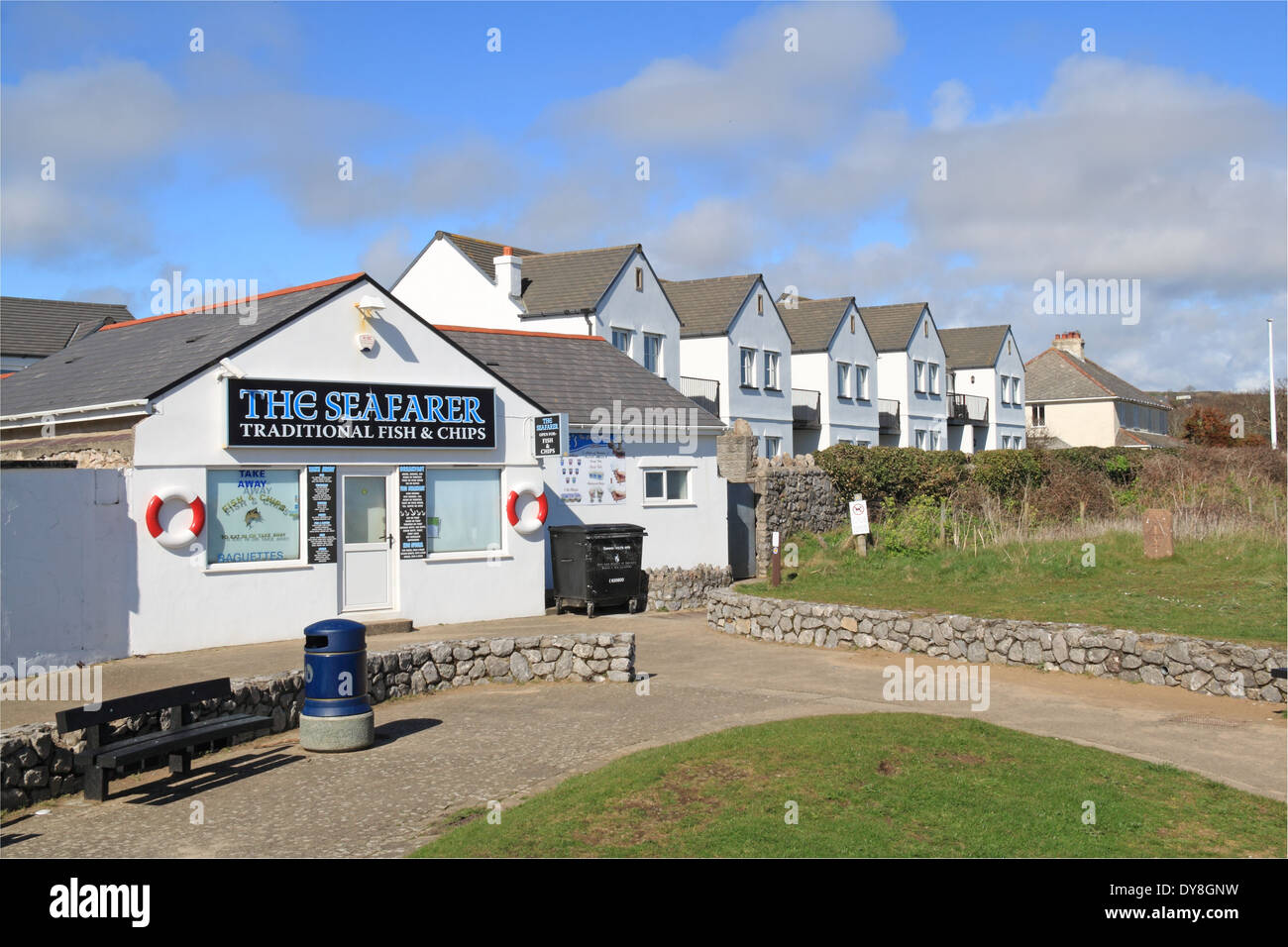 Seemann-Fish &amp; Chips-Café, Port Eynon, Gower Halbinsel, Wales, Großbritannien, Deutschland, UK, Europa Stockfoto