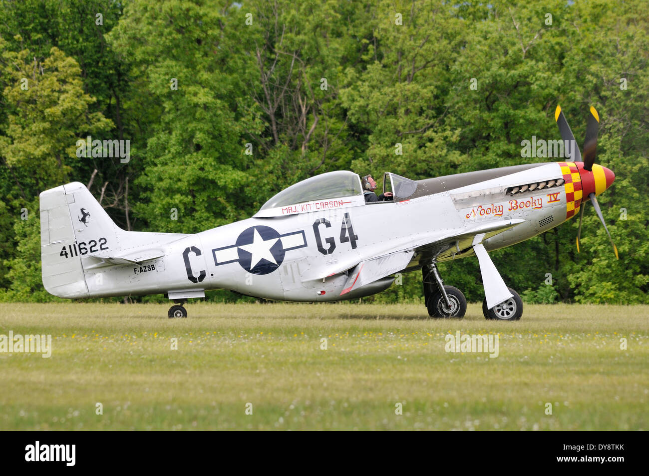 North American P - 51D Mustang auf der Luftfahrtmesse von La Ferte Alais Stockfoto