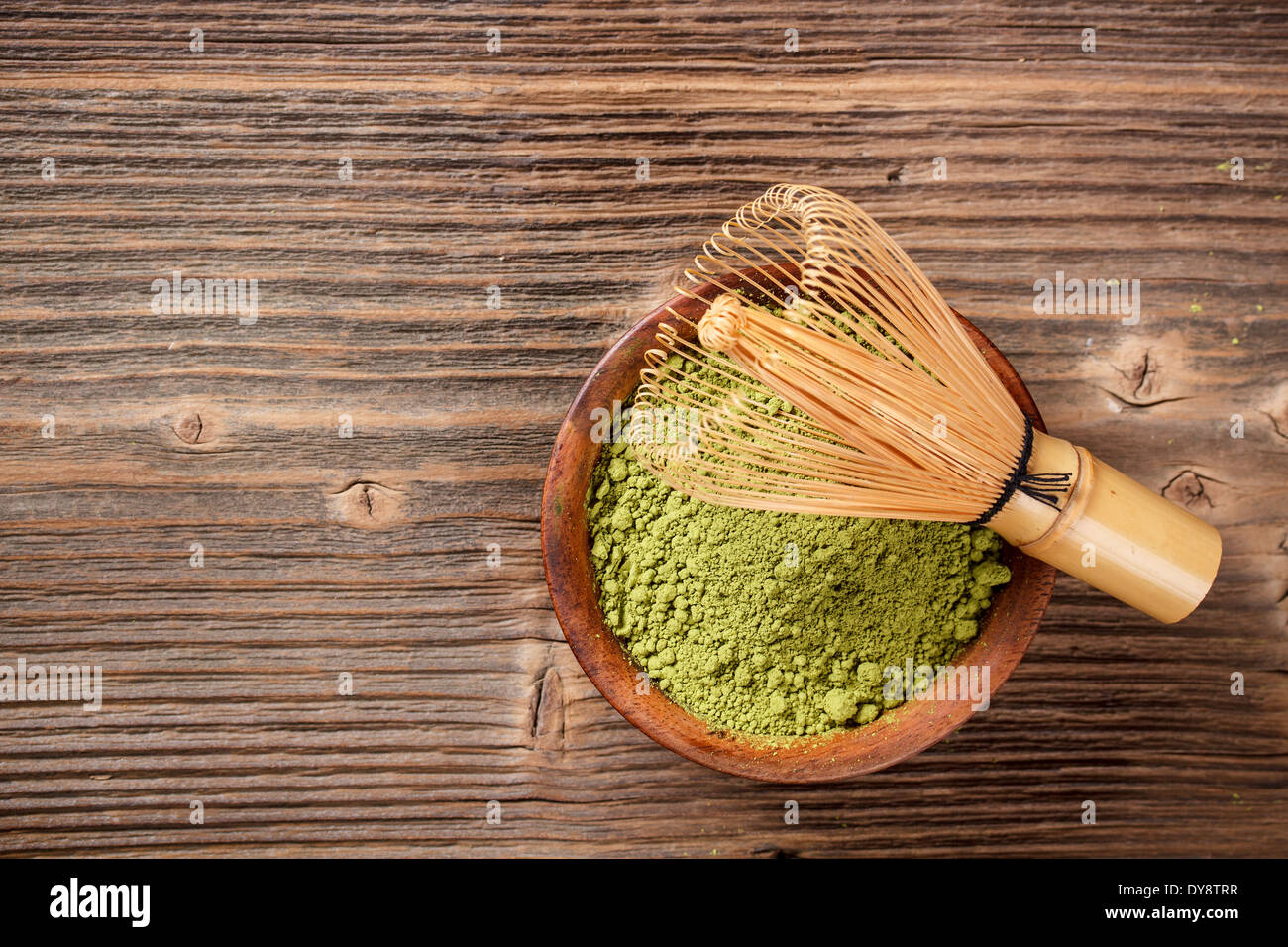 Matcha, getrocknete Pulver Grüntee mit Platz für text Stockfoto