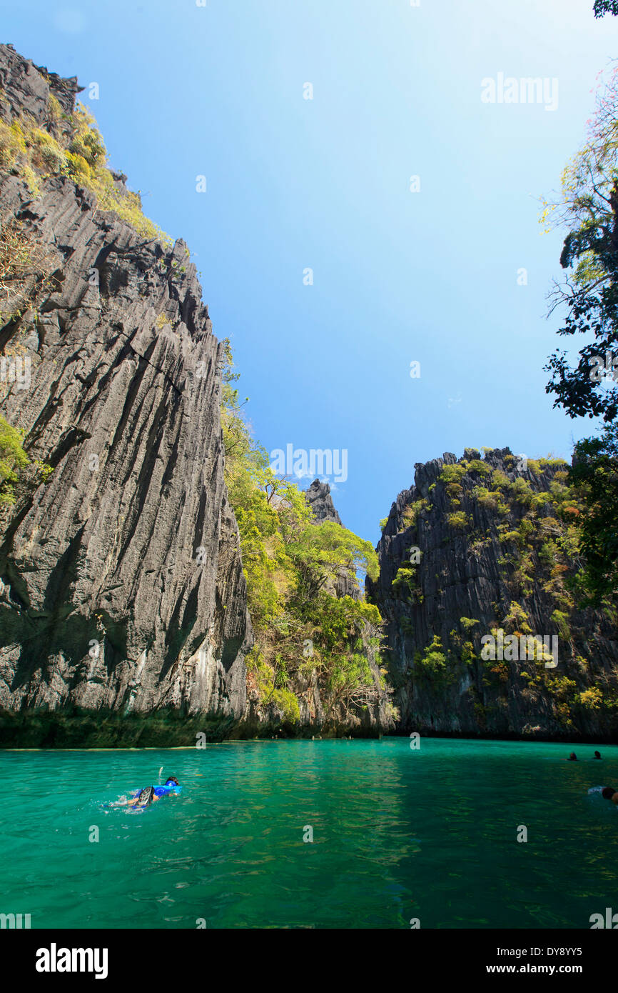 Philippinen, Palawan, El Nido Miniloc Island, grosse Lagune Stockfoto