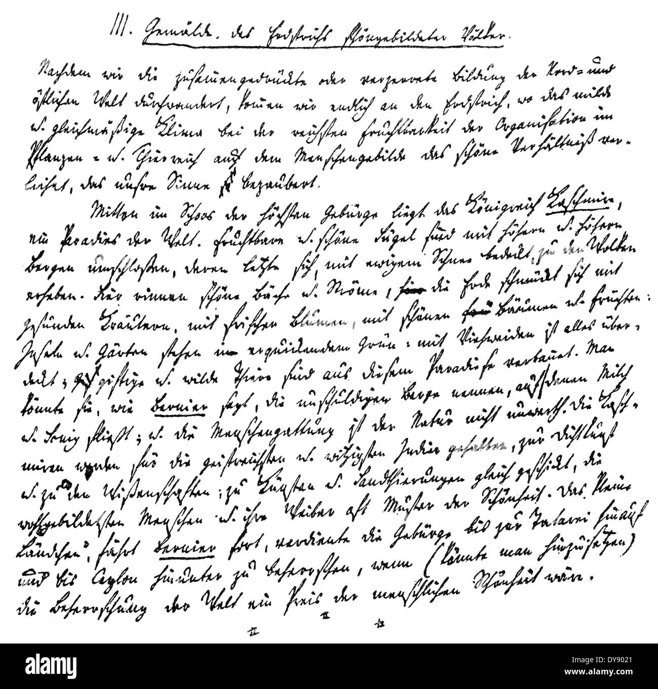 Hand-geschrieben von Johann Gottfried von Herder, 1744-1803, deutscher Dichter, Übersetzer, Theologe und Philosoph, Stockfoto