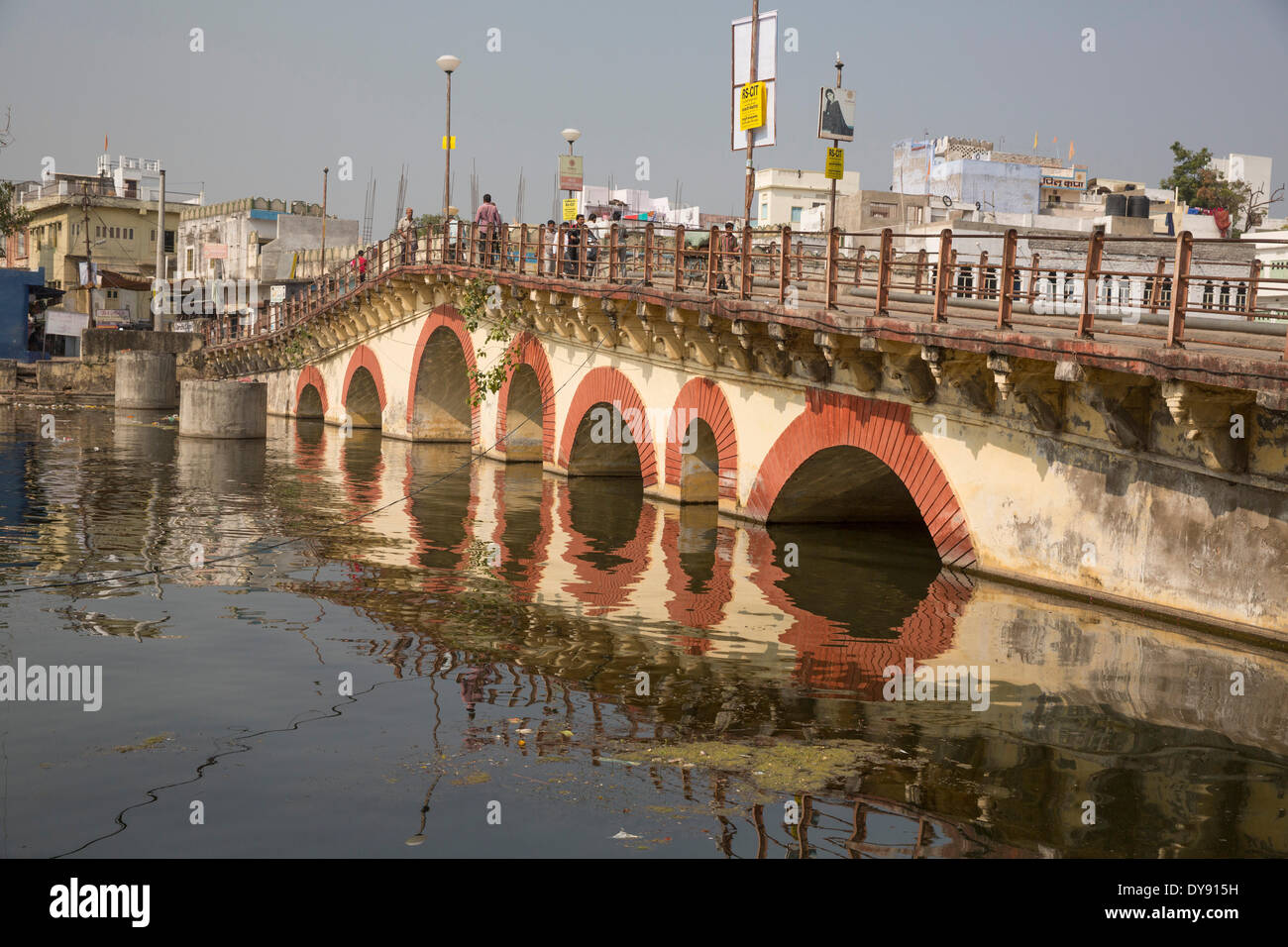 Brücke, Pichola, Pichola-See, Udaipur, Rajasthan, Indien, Asien, See, Brücke, Stockfoto