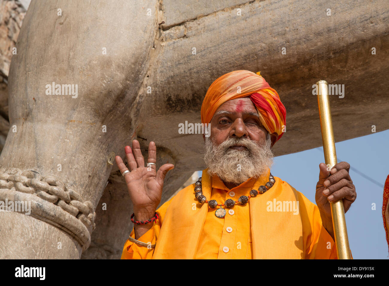 Mann, Hindu, Jagdish Tempel, Udaipur, Rajasthan, Asien, Kirche, Religion, Indien, Stockfoto