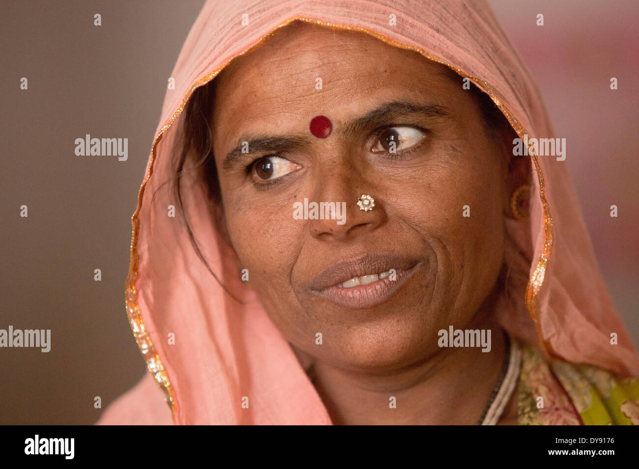 Indische, Frau, Frauen, Asien, Indien, Porträt, Kopftuch, traditionell, Stockfoto