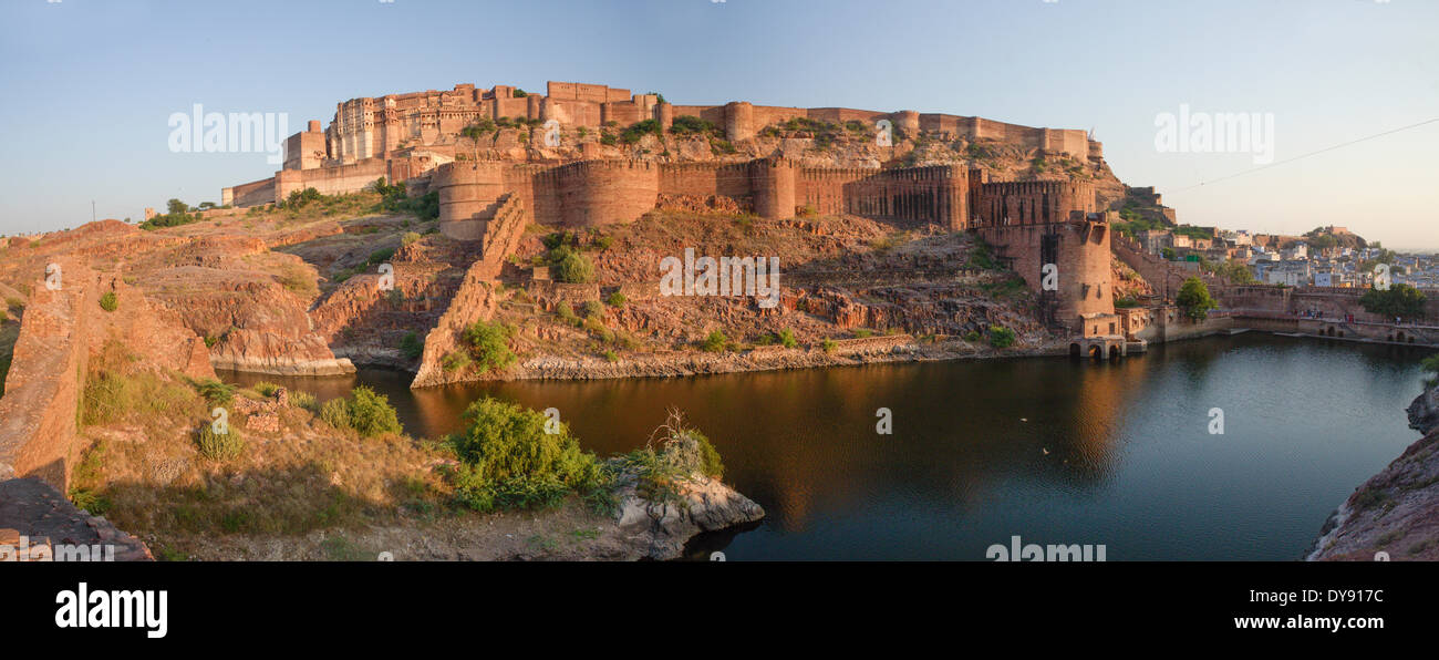 Meherangarth, Fort, Jodhpur, Rajasthan, Asien, Indien, Burg, Häuser, Wohnungen, Stockfoto