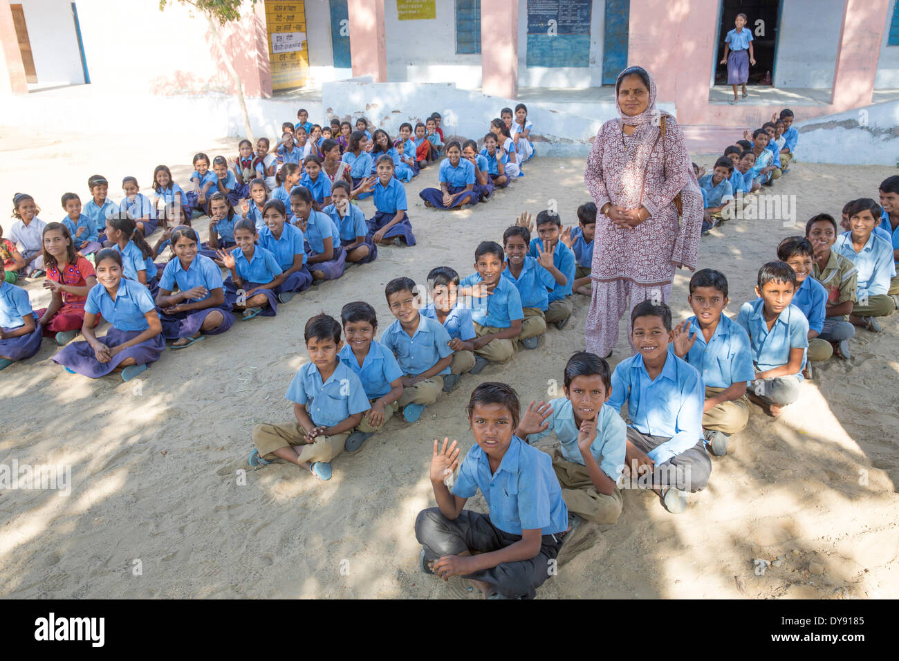 Indisch, Schule, Asien, Indien, Kinder, sitzen, Rajasthan, Stockfoto