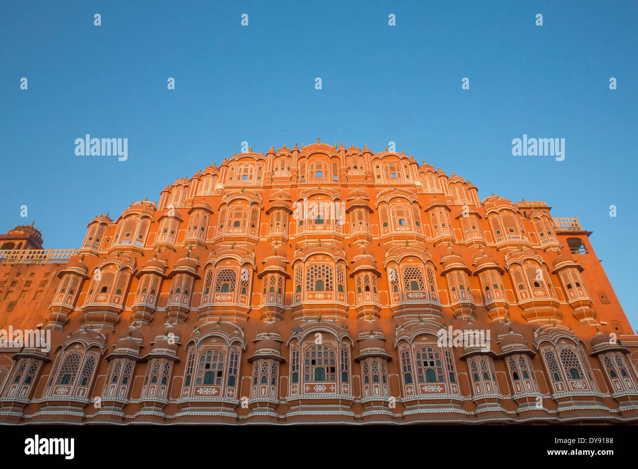 Palast der Winde, das Schloss, Rajasthan, Hawa Mahal, Harem, Stadtpalast, Jaipur, Asien, Indien, Stockfoto