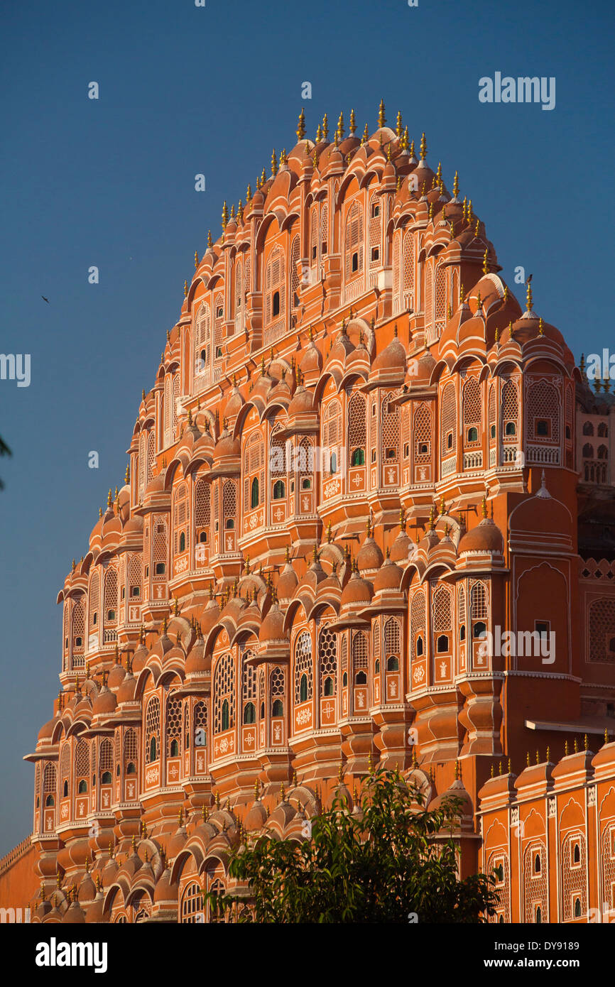Palast der Winde, das Schloss, Rajasthan, Hawa Mahal, Harem, Stadtpalast, Jaipur, Asien, Indien, Stockfoto