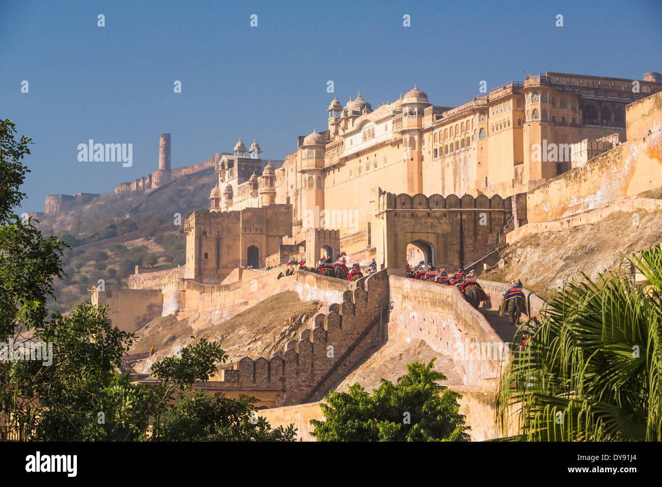Fort, Amber, Asien, Indien, Palast, Rajasthan, Amber, Jaipur, Stockfoto