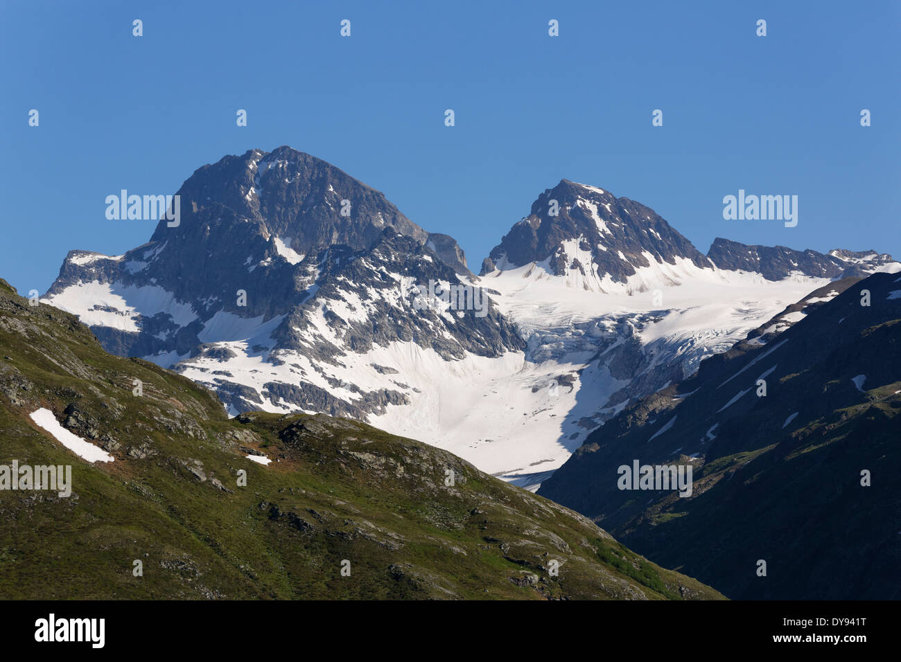 Österreich, Vorarlberg, größer und kleiner Piz Buin Ochsentaler Gletscher und Silvretta goup Stockfoto