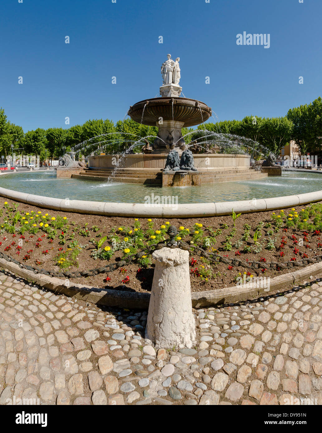 Place De La Rotonde, Stadt, Dorf, Wasser, Quelle, Brunnen, Aix-En-Provence, Bouches du Rhone, Frankreich, Europa, Stockfoto