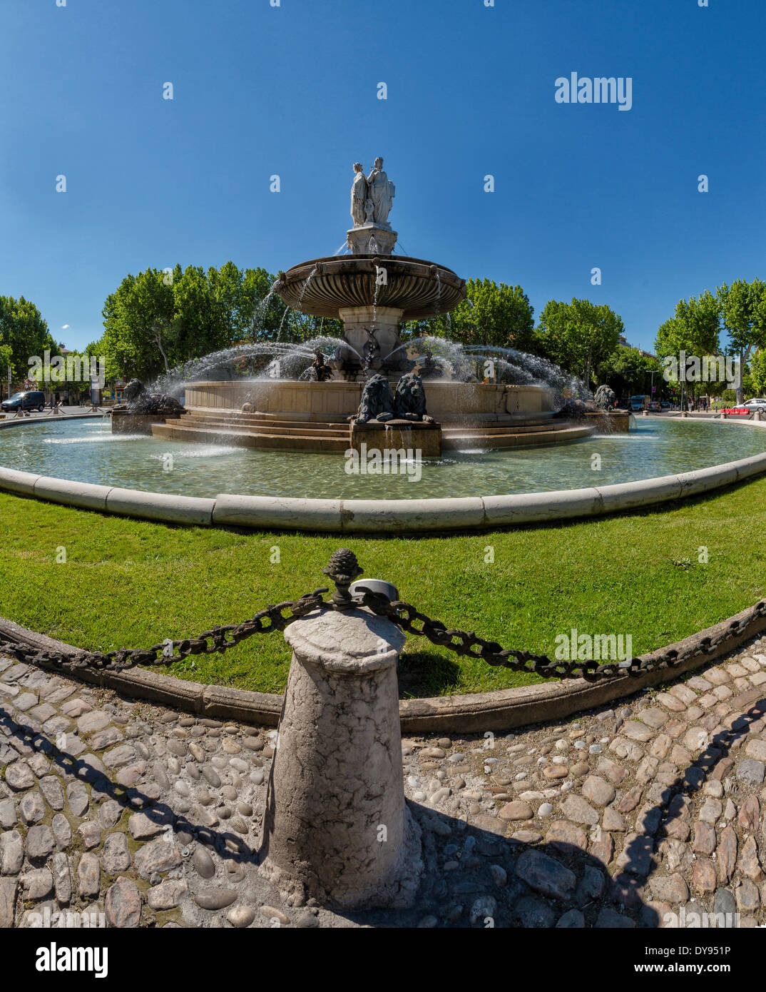 Place De La Rotonde, Stadt, Dorf, Wasser, Quelle, Brunnen, Aix-En-Provence, Bouches du Rhone, Frankreich, Europa, Stockfoto