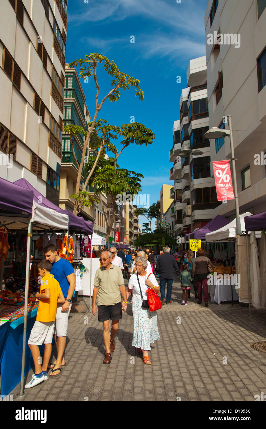 Wichtigste Fußgängerzone Calle Leon y Castillo, Arrecife, Lanzarote, Kanarische Inseln, Spanien, Europa Stockfoto