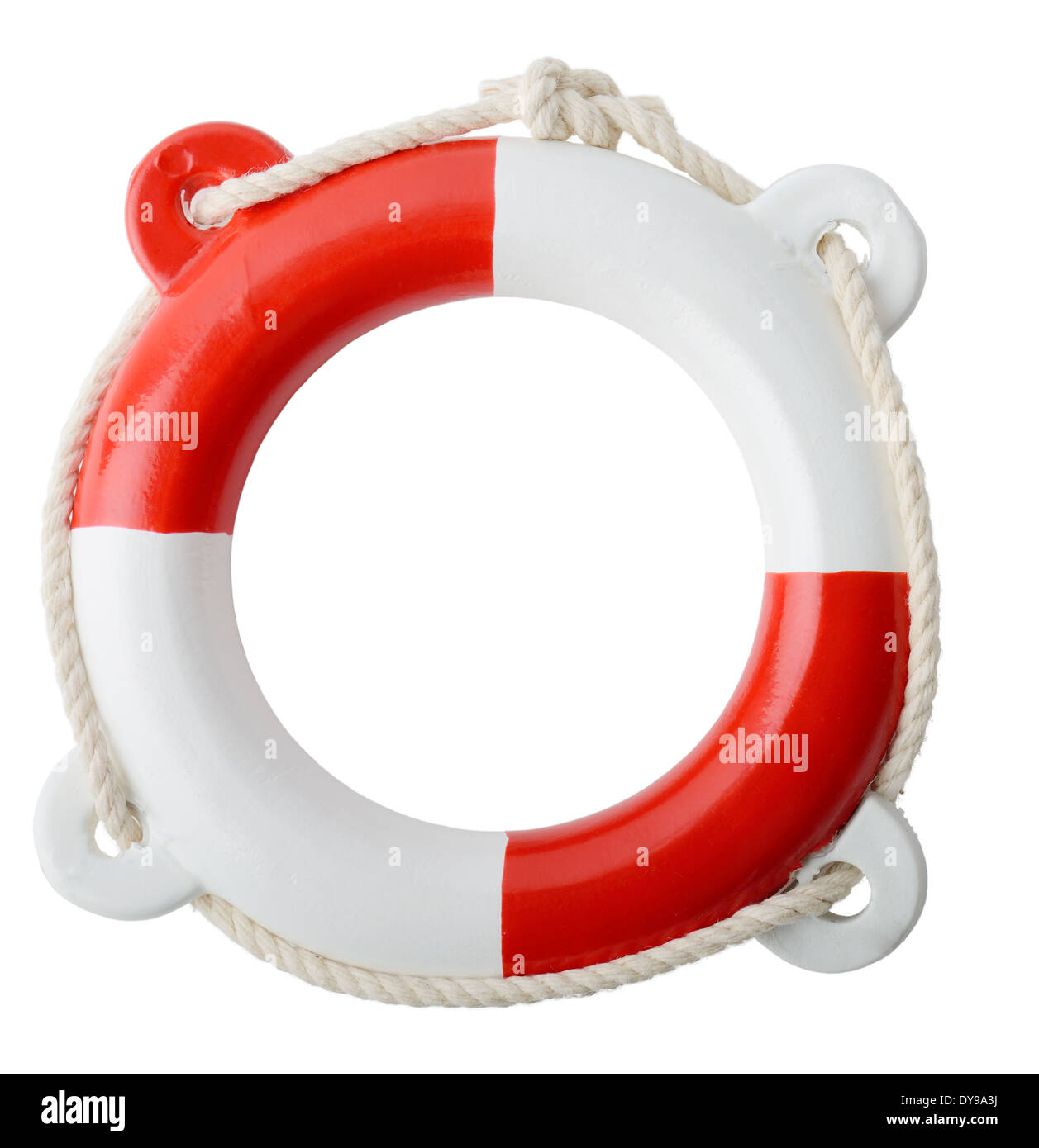 ein Makro ein Rettungsring isoliert auf weißem Hintergrund Stockfoto