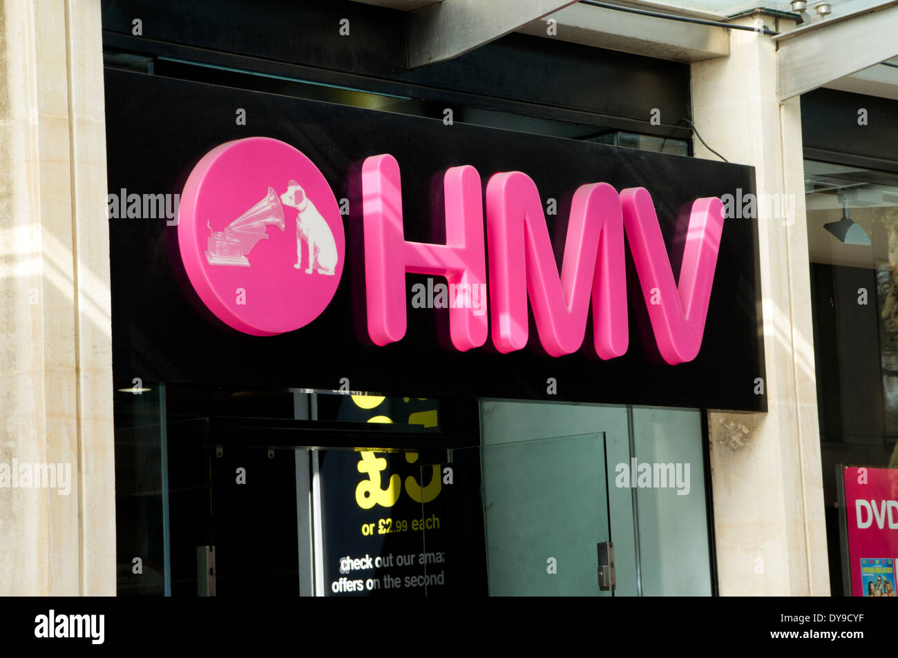 HMV-Store, Queen Street, Cardiff, Wales. Stockfoto