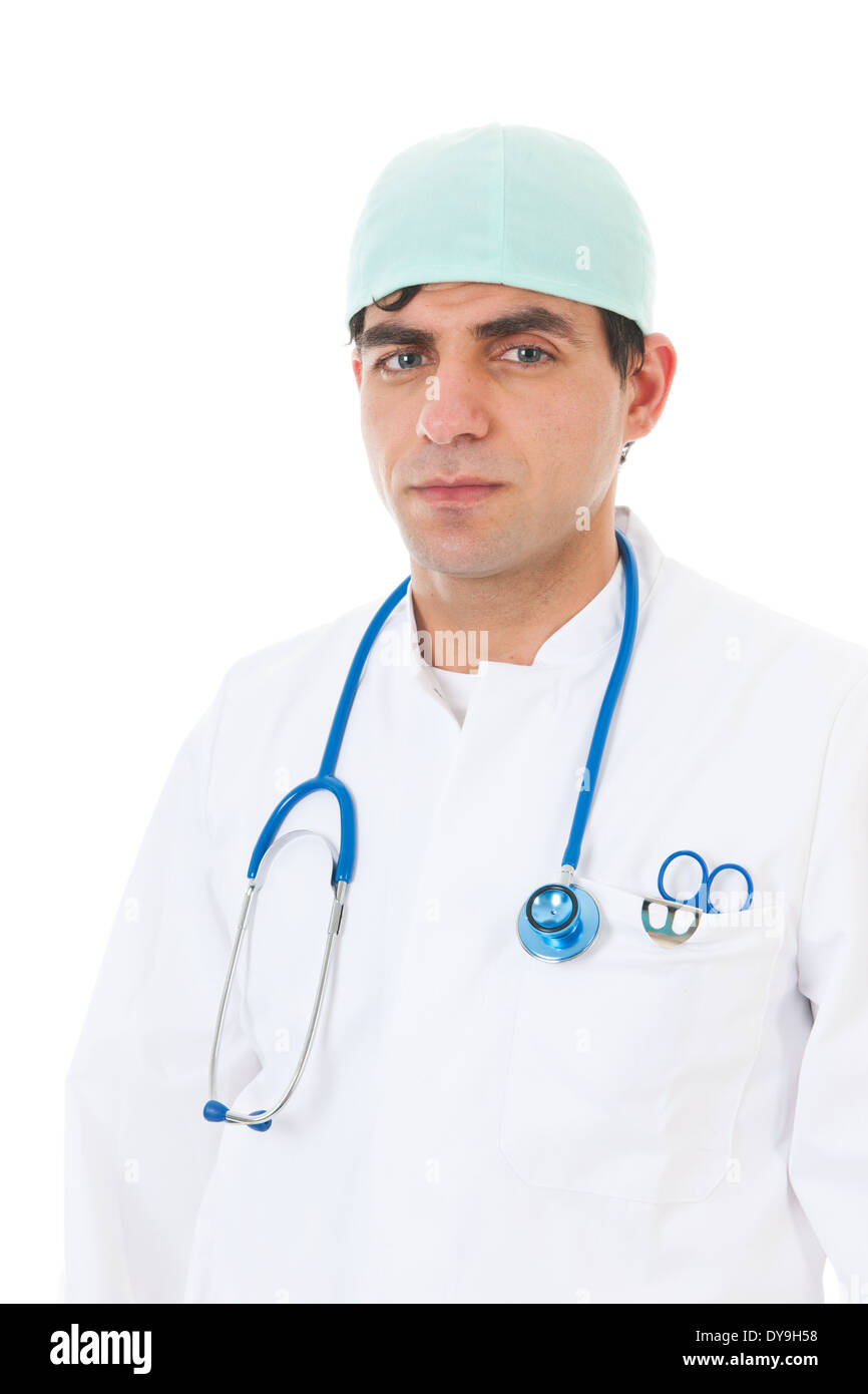 Männlichen Arzt mit sterilen Kappe für den Betrieb Stockfoto