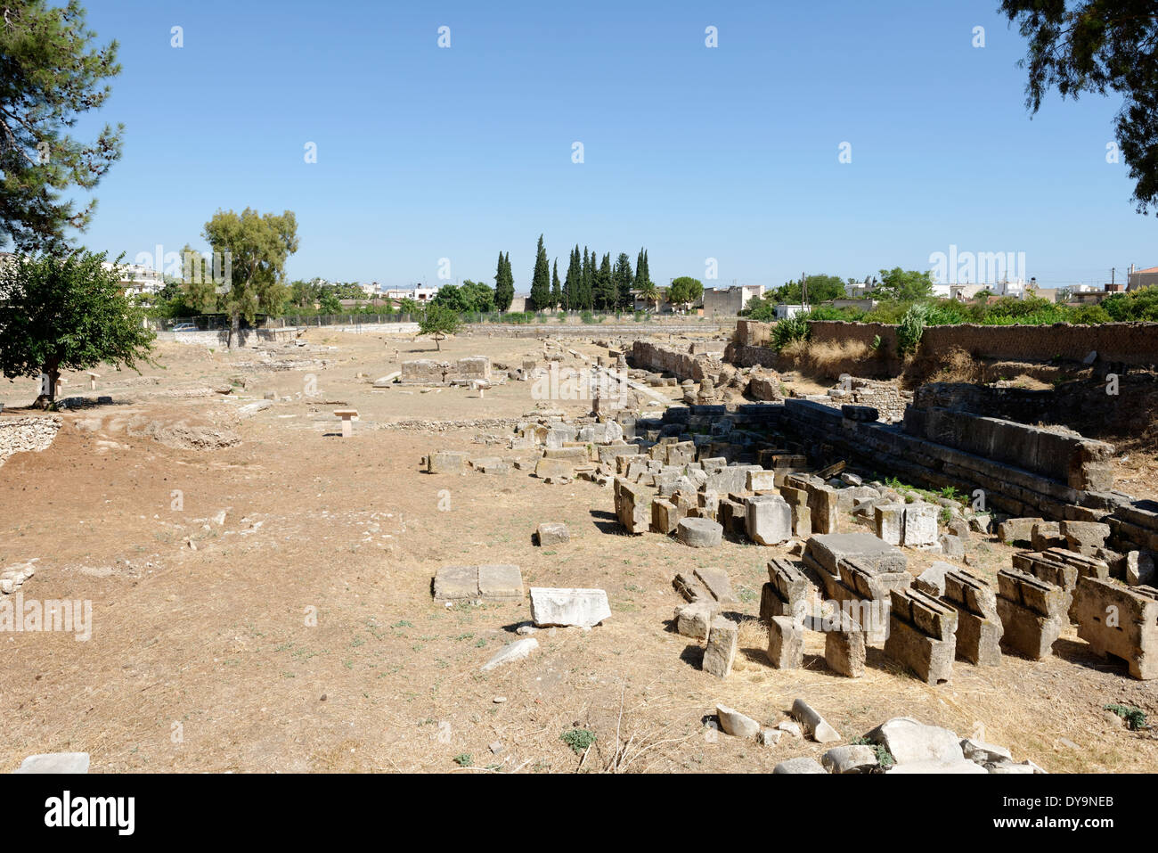 Die karge Klassik und Roman bleibt der große antike Agora. Argos. Peloponnes. Griechenland. Stockfoto