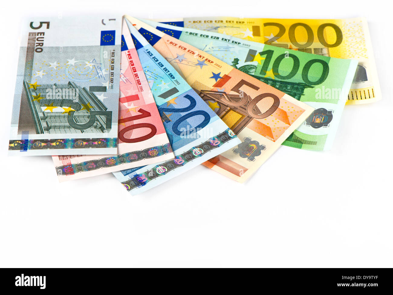 Nahaufnahme der Euro-Währung. Bargeld Banknoten. Geld-Hintergrund Stockfoto