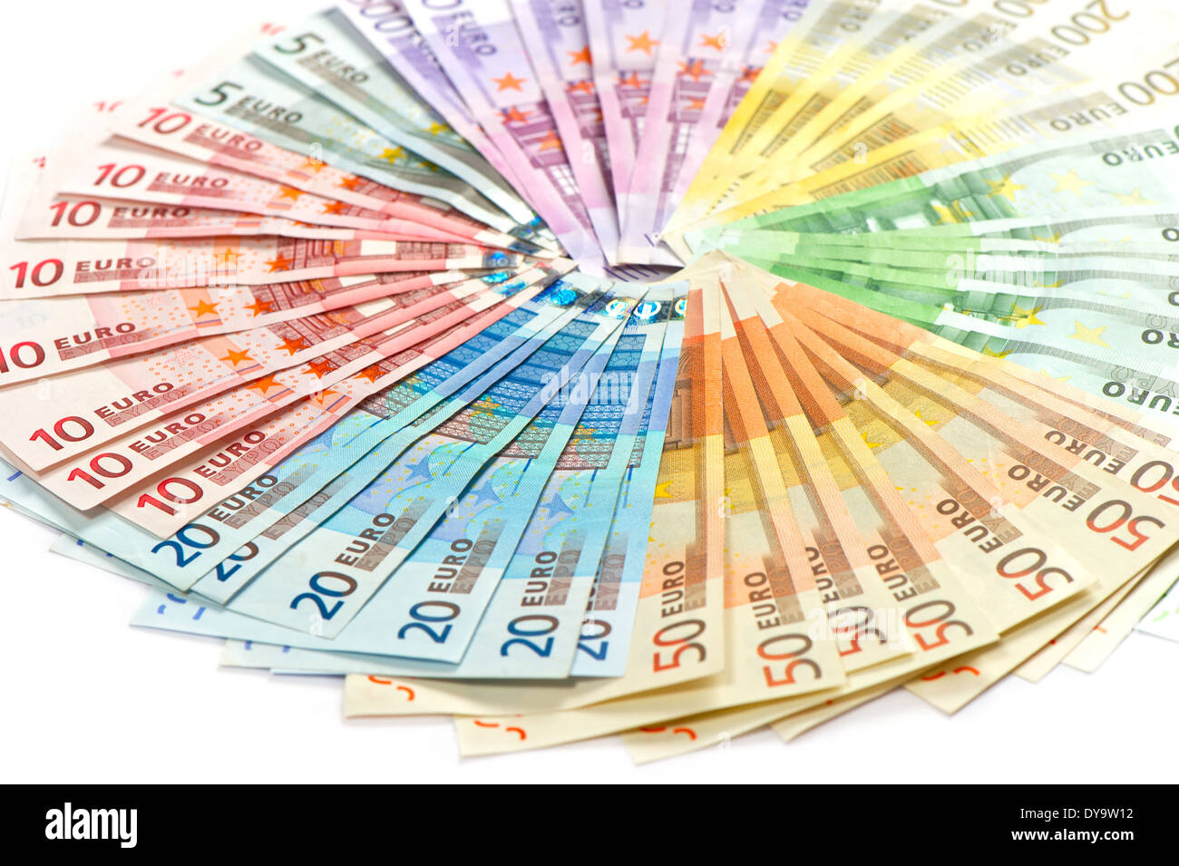 Fan von Eurobanknoten. Geld-Hintergrund Stockfoto