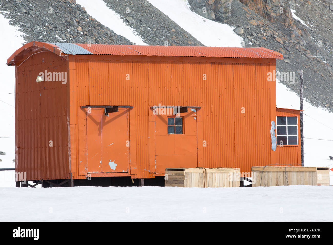 Base Orcadas ist eine argentinische Forschungsstation in der Antarktis, und die ältesten der Stationen in der Antarktis noch in Betrieb. Stockfoto