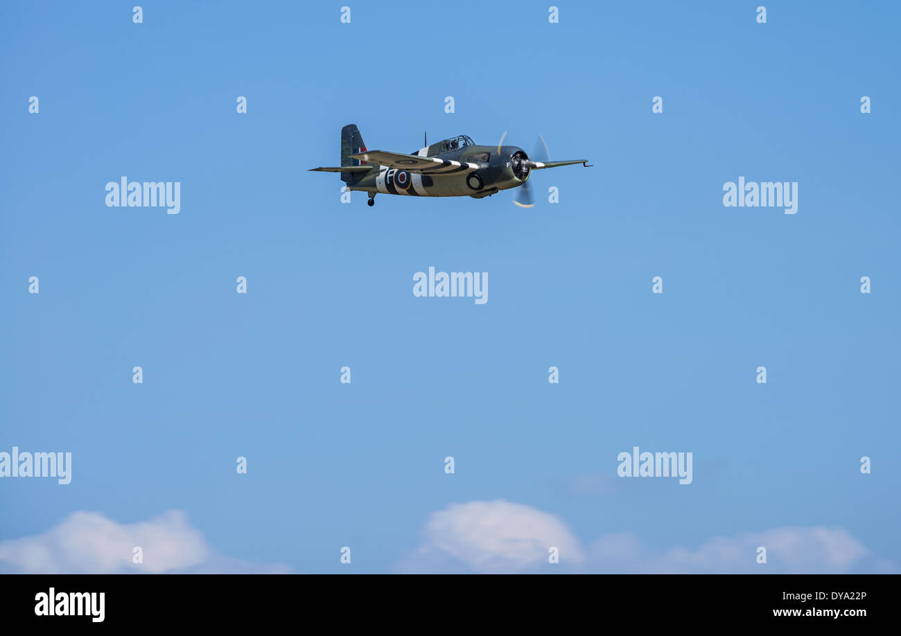 Grumman FM-2 Wildcat G-RUMW/JV579 'F' an Legenden, IWM Duxford Flying Stockfoto