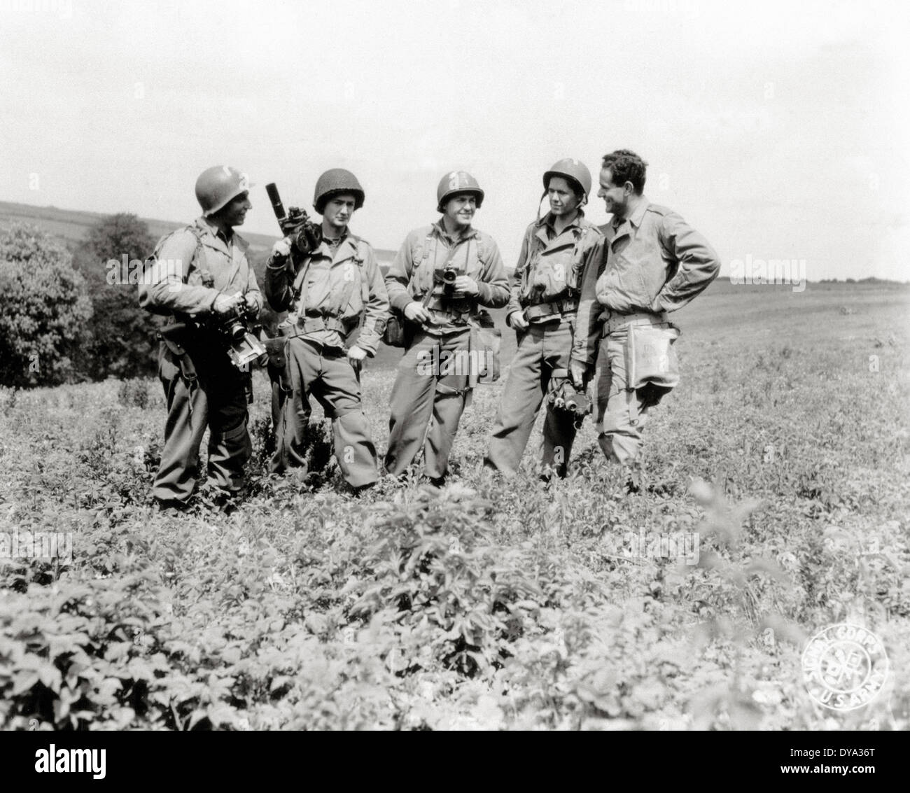 WW II historische Krieg Weltkrieg Krieg Betrieb Overlord Overlord Invasion fünf Krieg Fotograf Fernmeldetruppe Unternehmen Stockfoto