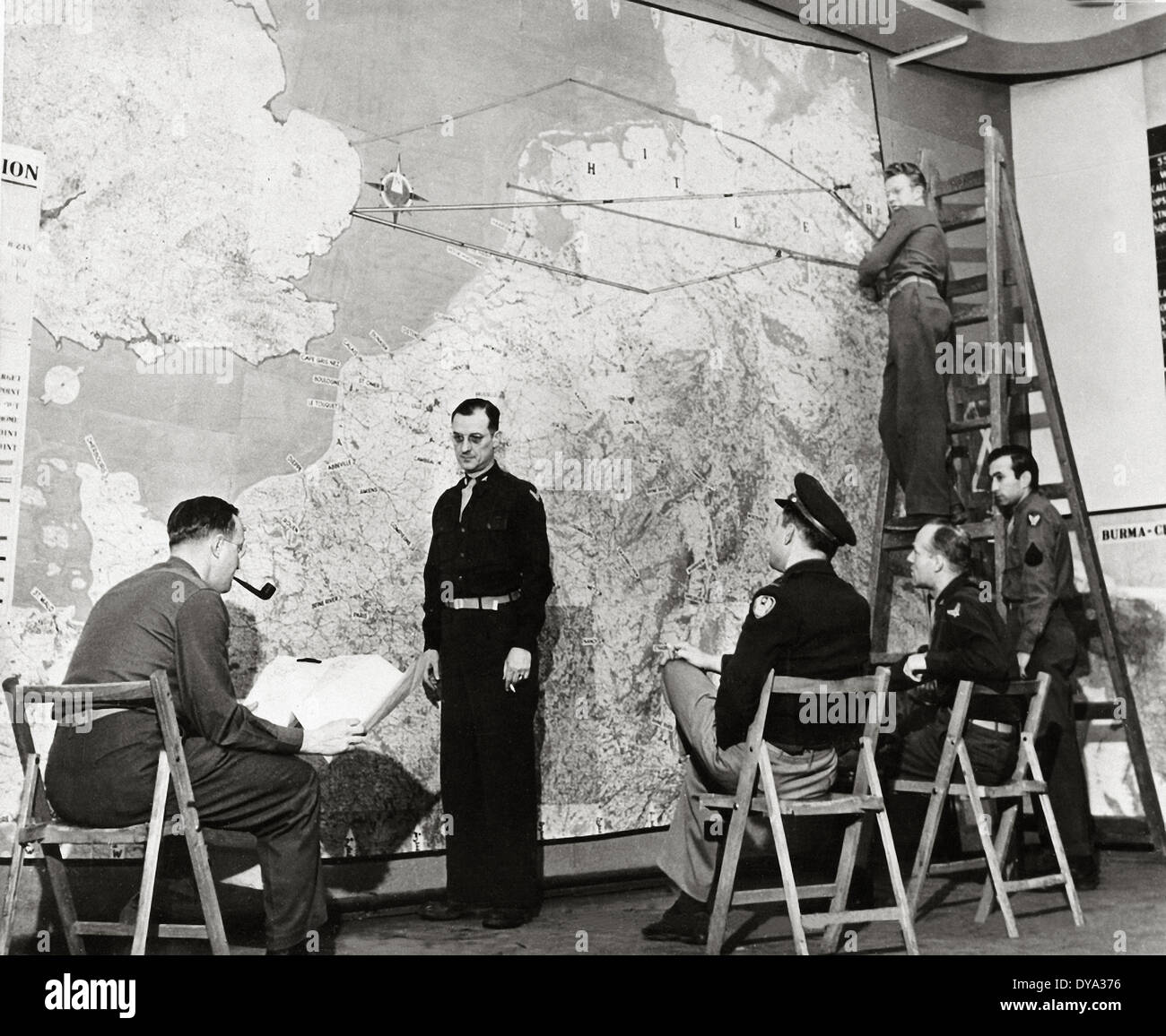 WW II historische Krieg Weltkrieg Krieg Betrieb Overlord Overlord Invasion sechs Männer Wandkarte Ärmelkanal Western Stockfoto