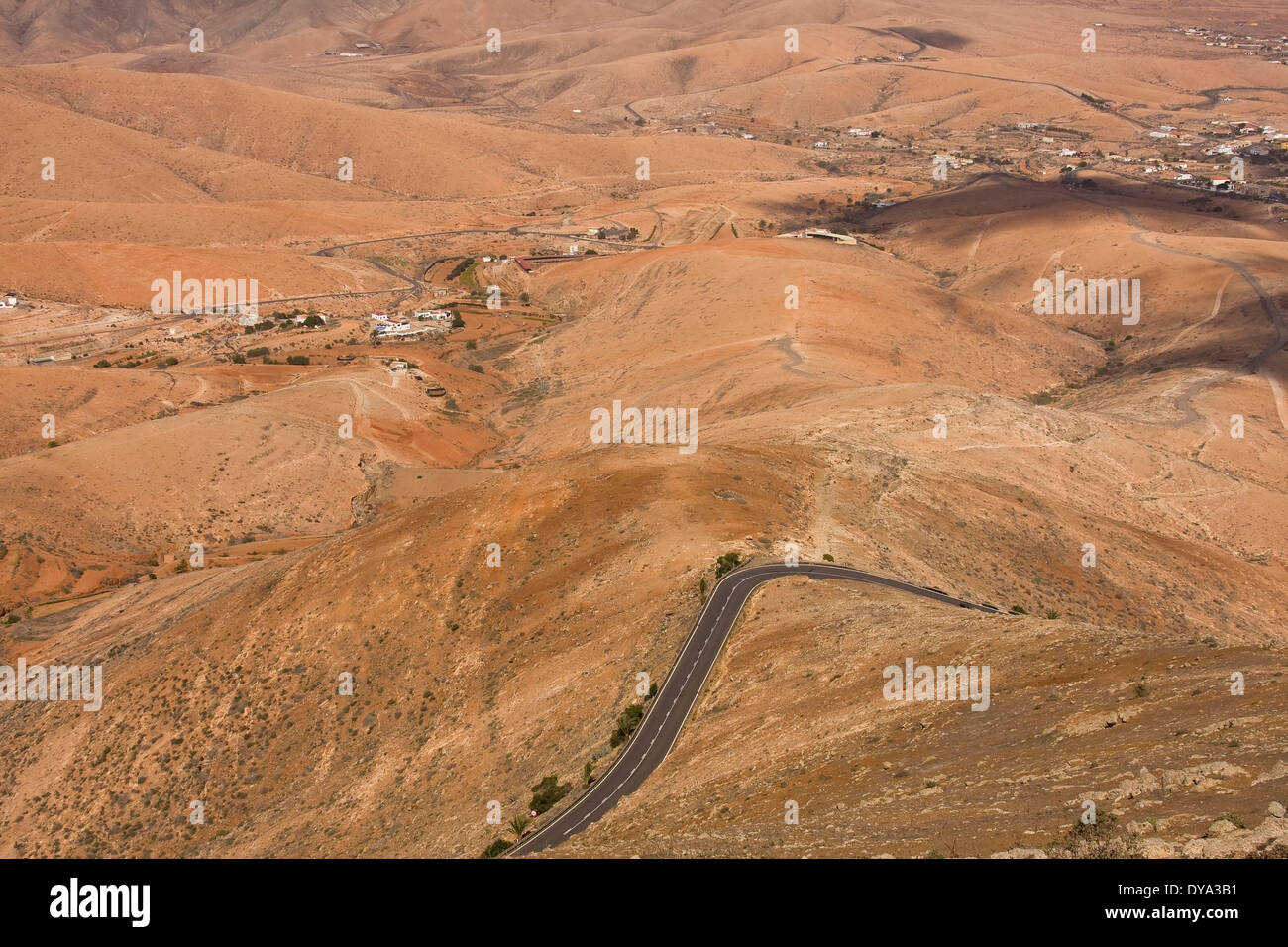 Suchen Sie Blick Aussichtspunkt Mirador Morro Velosa Valle de Santa Ines Betancuria Fuerteventura Kanaren Spanien Europa overvi Stockfoto