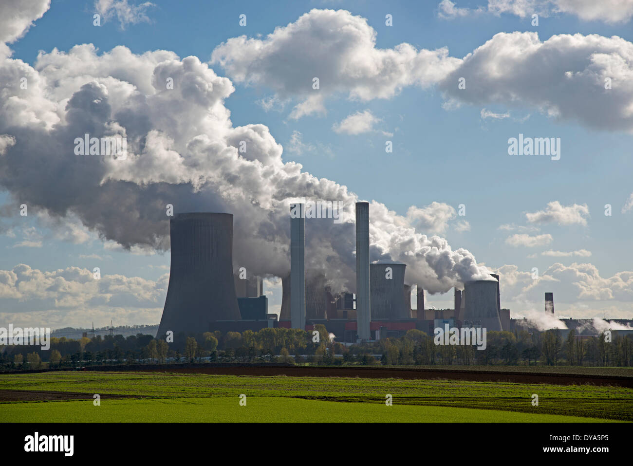Bergheim, braune Kohle, Erft, Deutschland, Europa, Power station, Niederaußem, Nordrhein, RWE, Westfalen, Energie, Umwelt Stockfoto