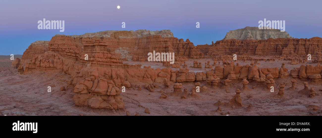 USA Amerika Vereinigte Staaten Utah Colorado Plateau südlichen Goblin Valley State Park Hoodoo San Rafael Reef rockt Panorama si Stockfoto