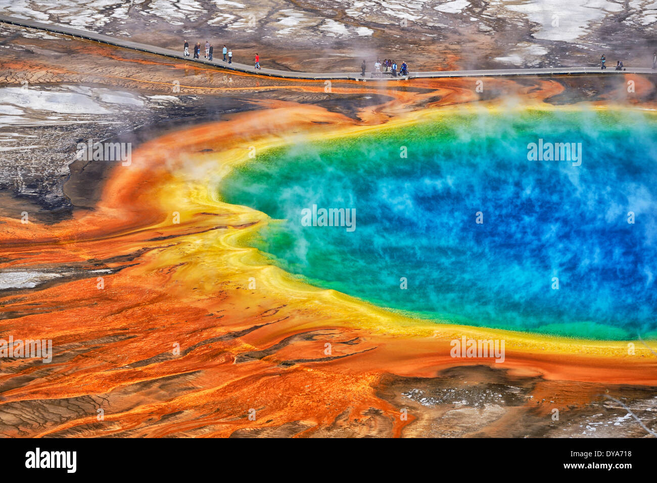North America Wyoming Rocky Mountains Yellowstone National Park Natur Frühling grand prismatic Wasser Farben thermische Vulkan boa Stockfoto