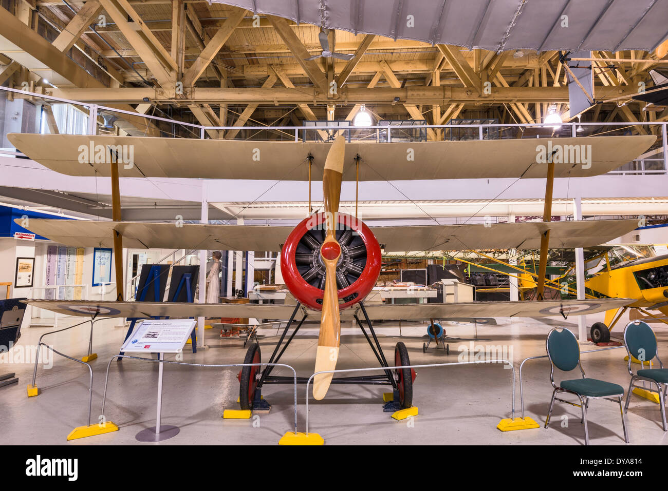 Sopwith Dreidecker, WW1 Kämpfer Replik am Main Hangar an Aero Space Museum of Calgary, Calgary, Alberta, Kanada Stockfoto