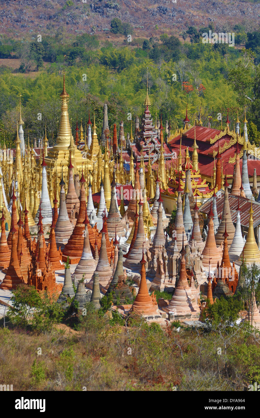 Indeinn Inle Myanmar Burma Asien Architektur bunten exotischen berühmte Geschichte viele natürliche alte Landschaft reichlich abgelegenen Ruine Stockfoto