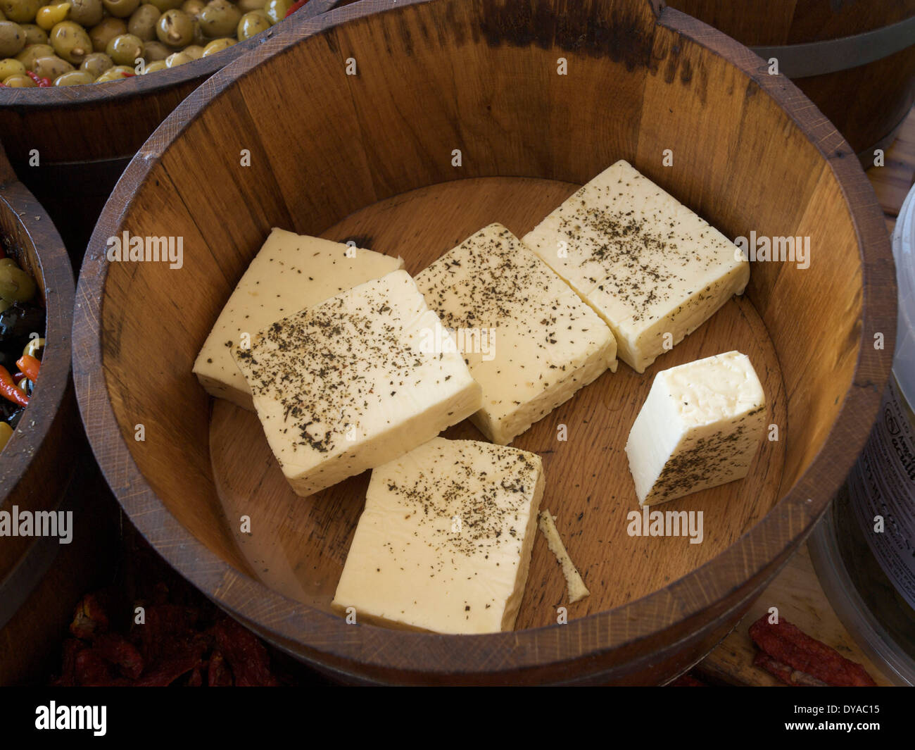 Lebensmittel, Käse, Kräuterkäse, Italienisch, Essen, Lebensmittel, Stockfoto