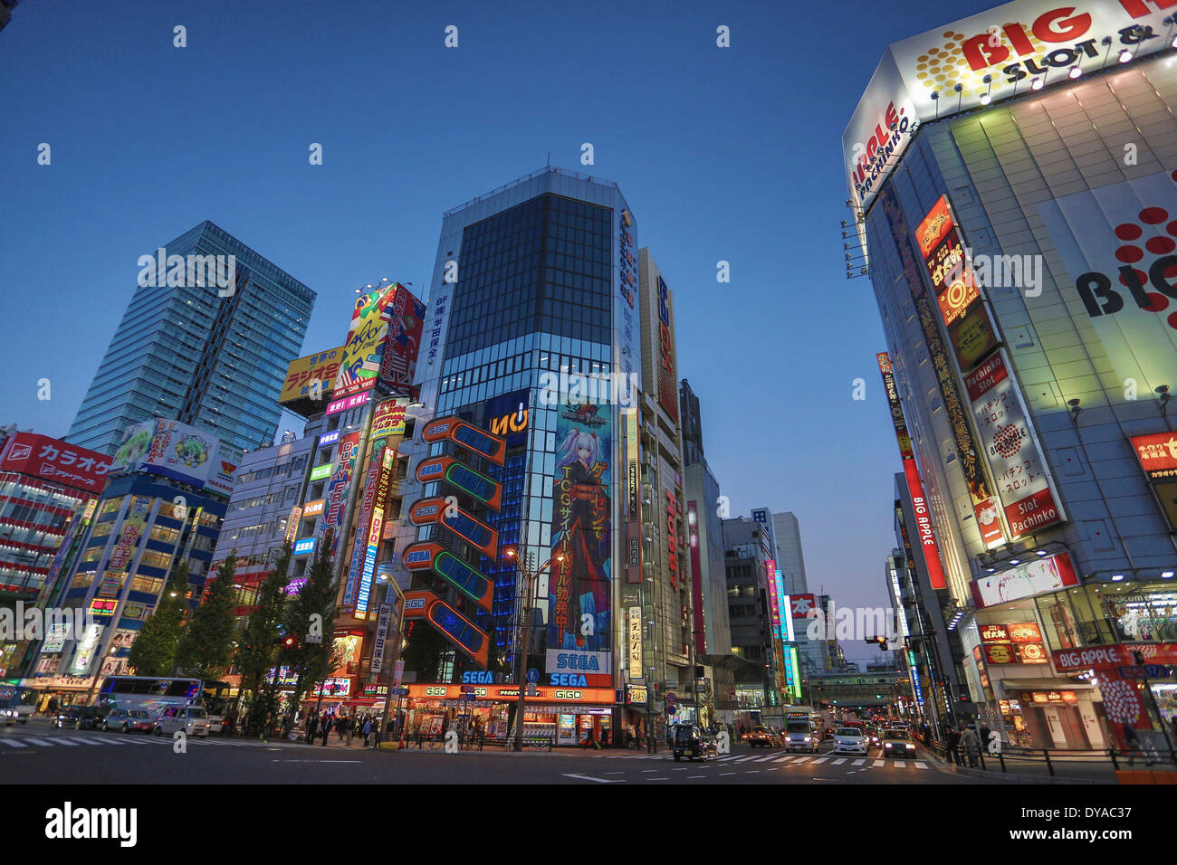 Japan Asia Tokyo City Akihabara Chuo Avenue Architektur bunten Stadtteil elektrisches Licht einkaufen touristische Reisen urban, Stockfoto