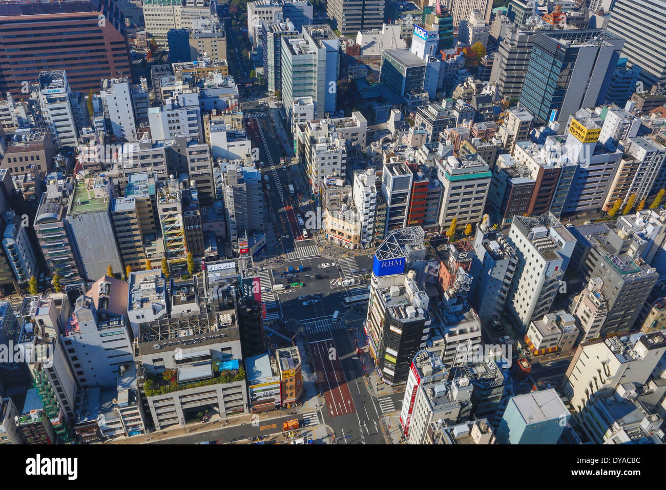Japan, Asien, Tokio, Stadt, Daimon, Minato-Ku, Antenne, Architektur, Stadt, Kreuzung, Perspektive, Reisen, urban Stockfoto
