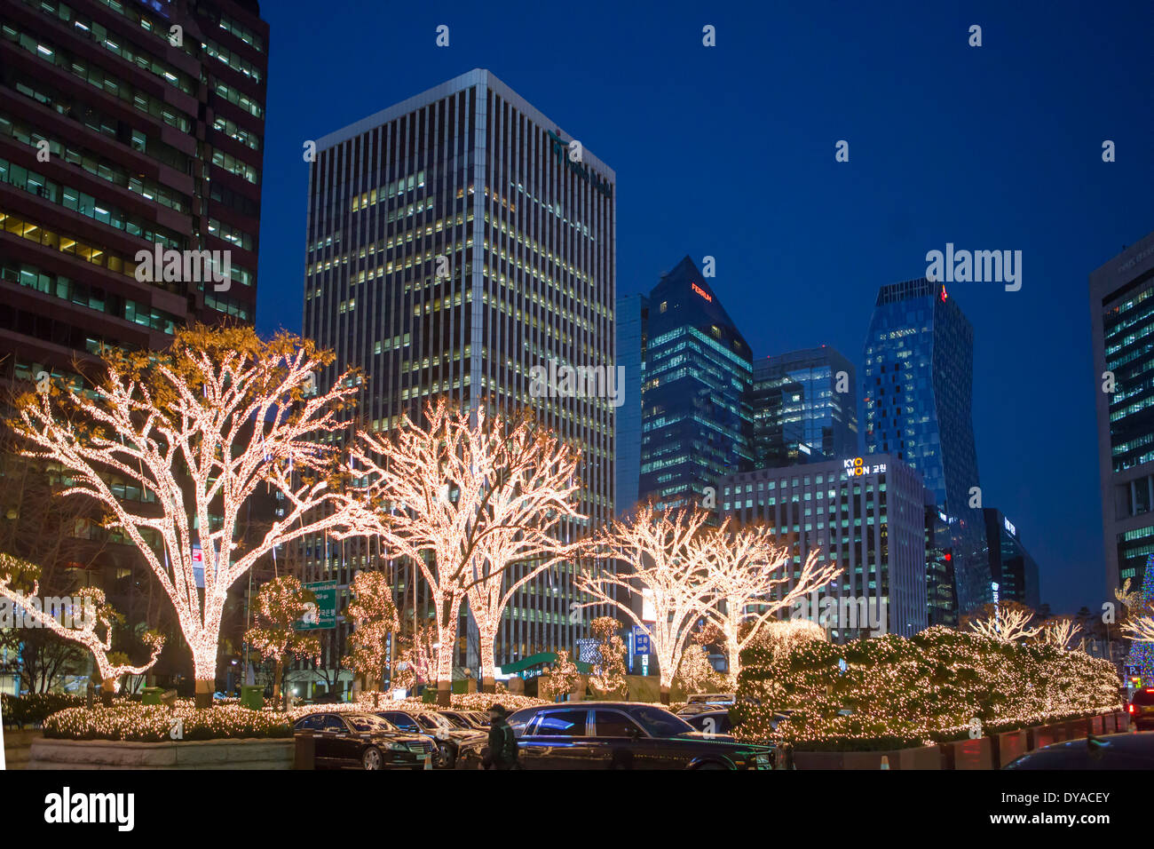 Weihnachten Korea Asien Myeongdong Seoul Architektur bunten Stadtteil