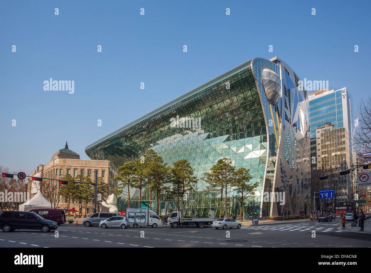 moderne Gebäude, Rathaus, Korea, Asien, Seoul, Architektur, Glas, neue, touristische Zentrum, Stadt, Innenstadt Stockfoto