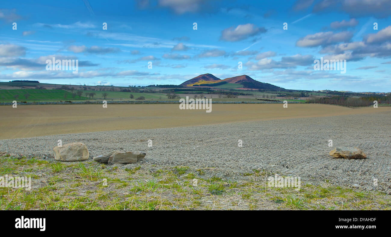 Die Eildon Hügeln mit Auffassung suchen Nord östlicher #1045 Stockfoto