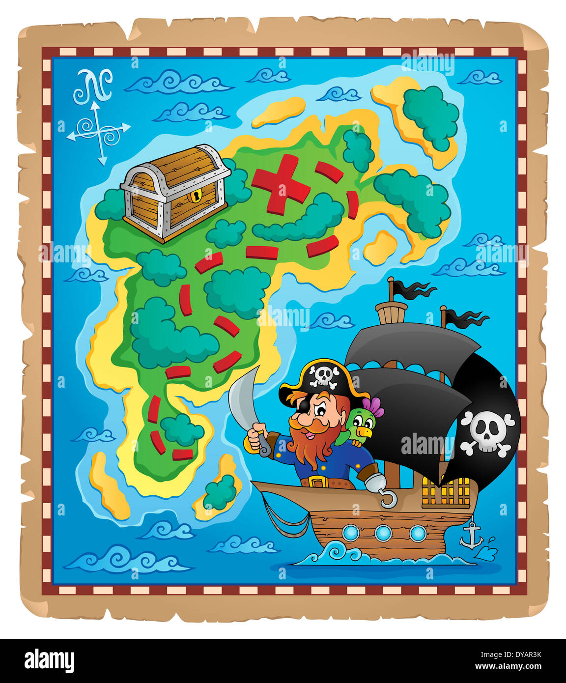 Pirate Karte Thema Bild 1 - Bild-Darstellung. Stockfoto