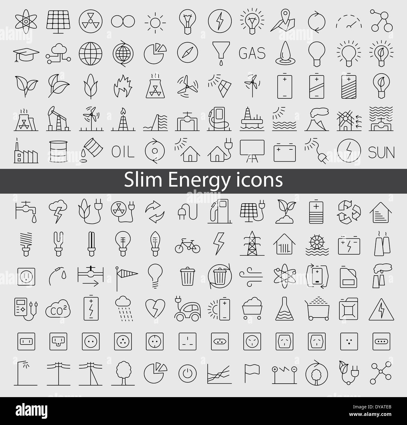 Energie- und Ressourceneffizienz-Icon-set Stockfoto