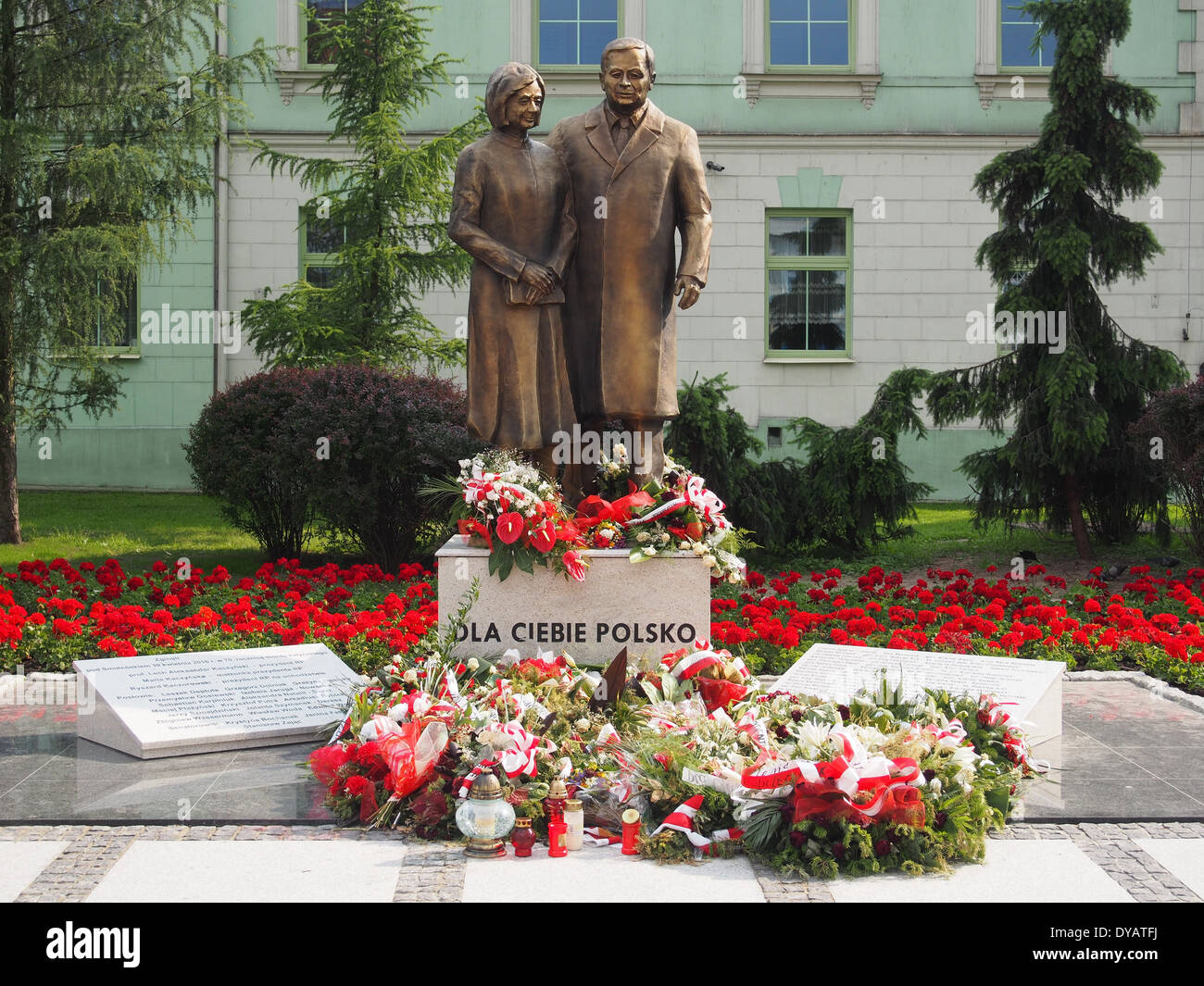 Lech und Maria Kaczynski Denkmal Stockfoto