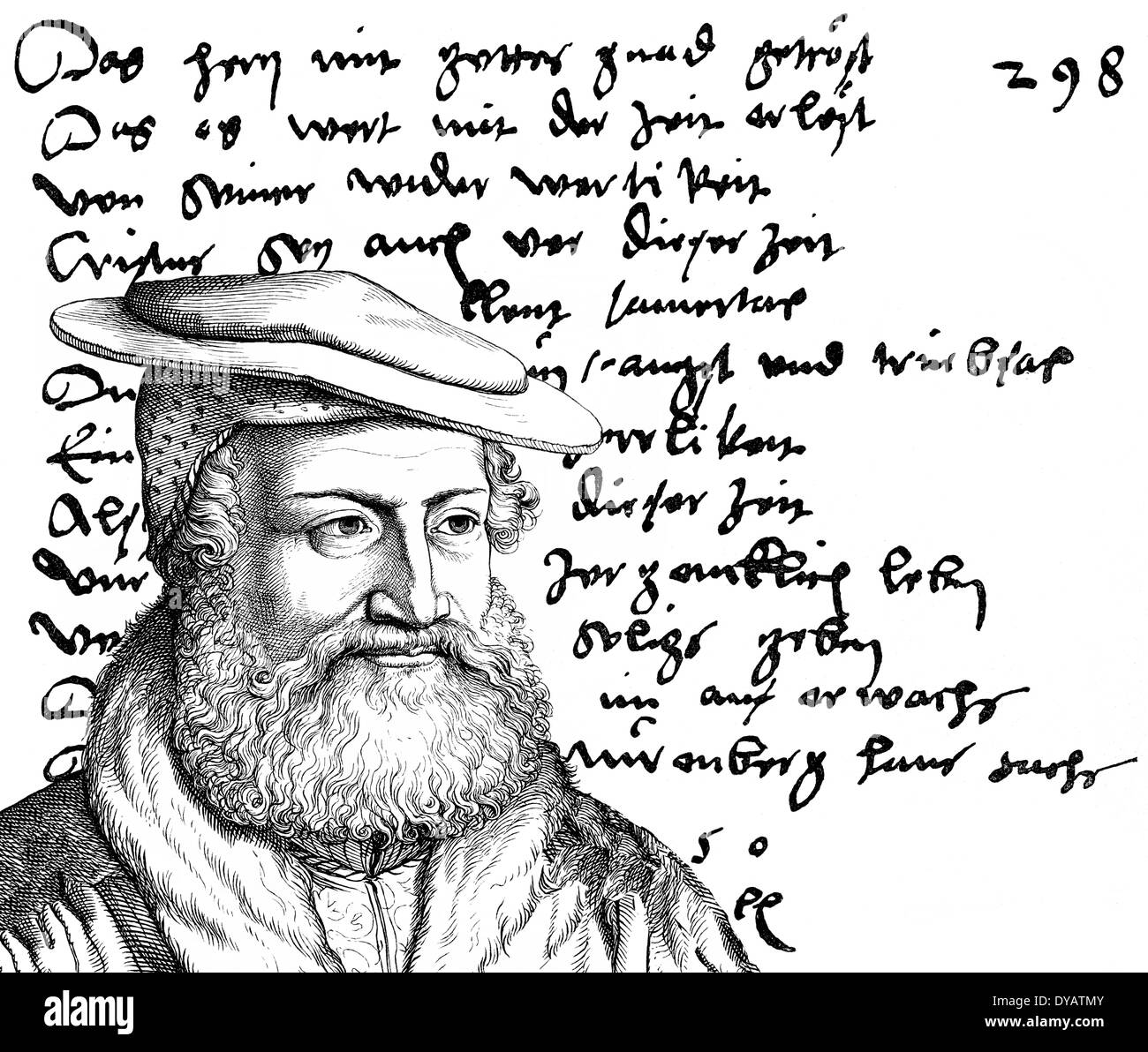 Hans Sachs 1494-1576, Nürnberger Dichter, Meister-Sänger und Dramatiker Stockfoto