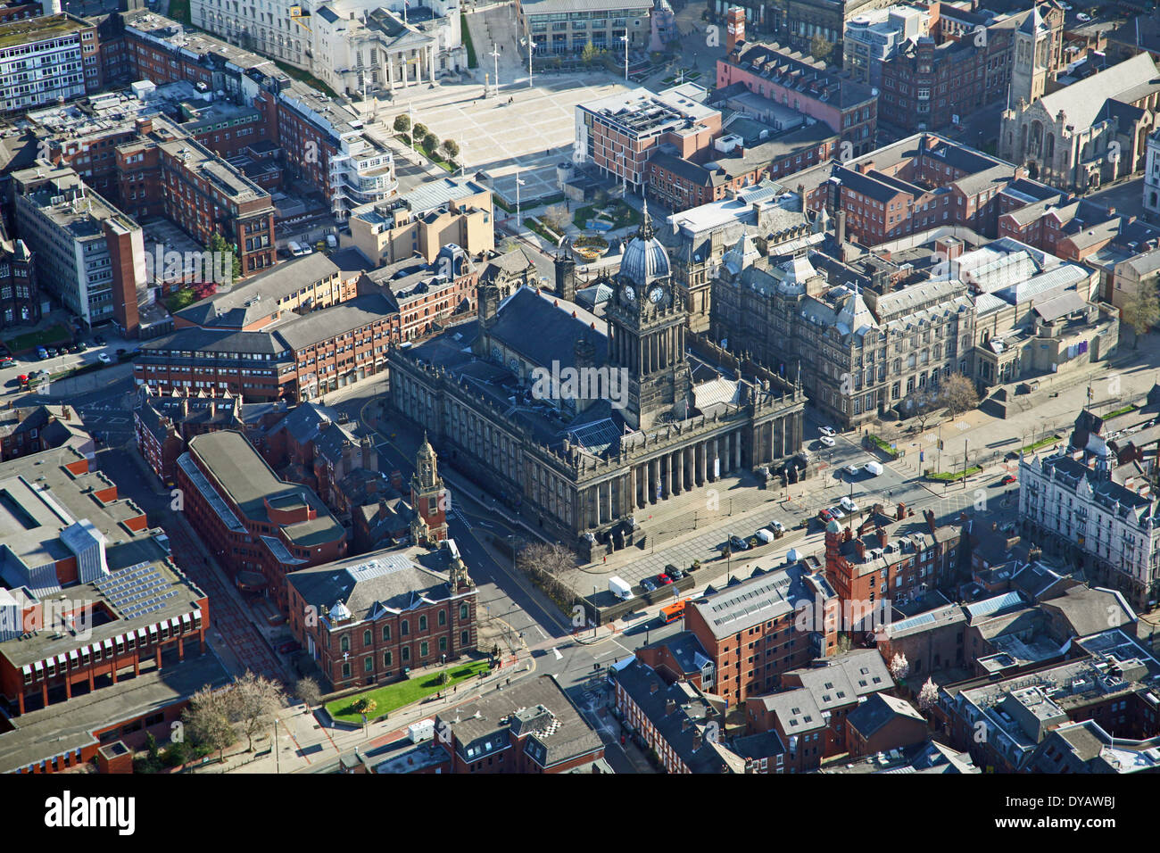 Luftaufnahme des Rathauses von Leeds in West Yorkshire Stockfoto
